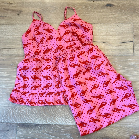 intimates Other - Preppy Pajamas PJ Set Size XL cape Cod camp Pink Red Lobsters Nantucket Vineyard